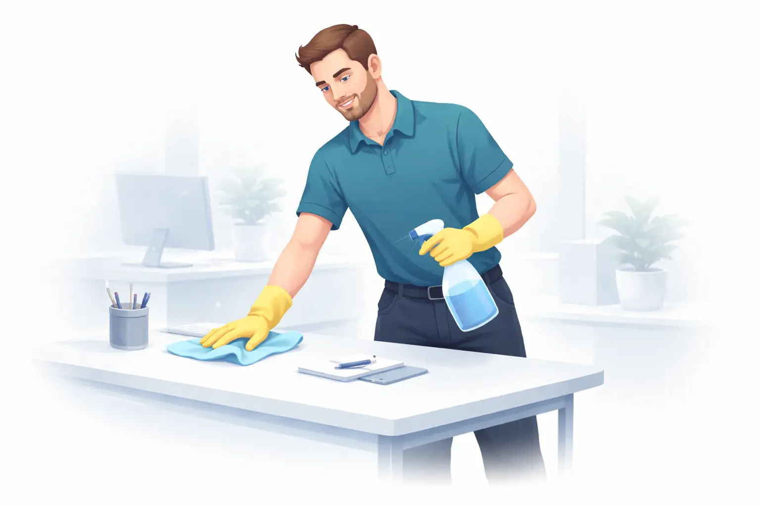 Illustration de nettoyage de bureaux à Namur