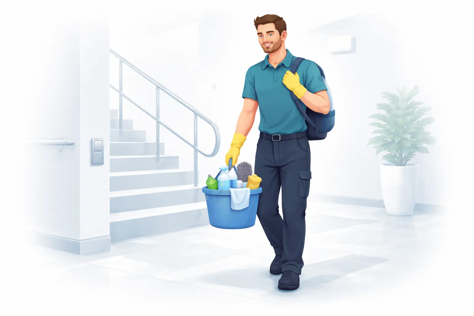 Illustration nettoyage des parties communes et immeubles
